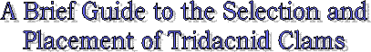 A Brief Guide to the Selection and
Placement of Tridacnid Clams